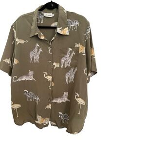 K.C.Studio vintage safari printed blouse 20W